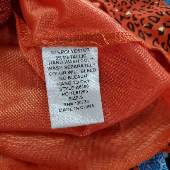 Umgee USA Women’s Small Leopard Print Spaghetti Strap Tank Top Red Gold Metallic - Picture 7 of 8